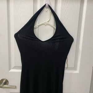 Black Ribbed Halter Neck Dress